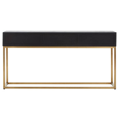 Siena Natural and Black Oak Wood Console Table with Drawers