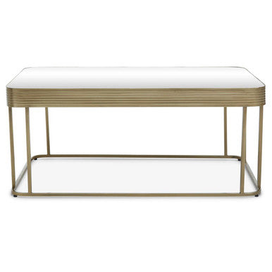 Gold Metal Coffee Table with Mirrored Top and Decorative Textured Edge | Ella