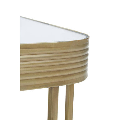 Gold Metal Coffee Table with Mirrored Top and Decorative Textured Edge | Ella