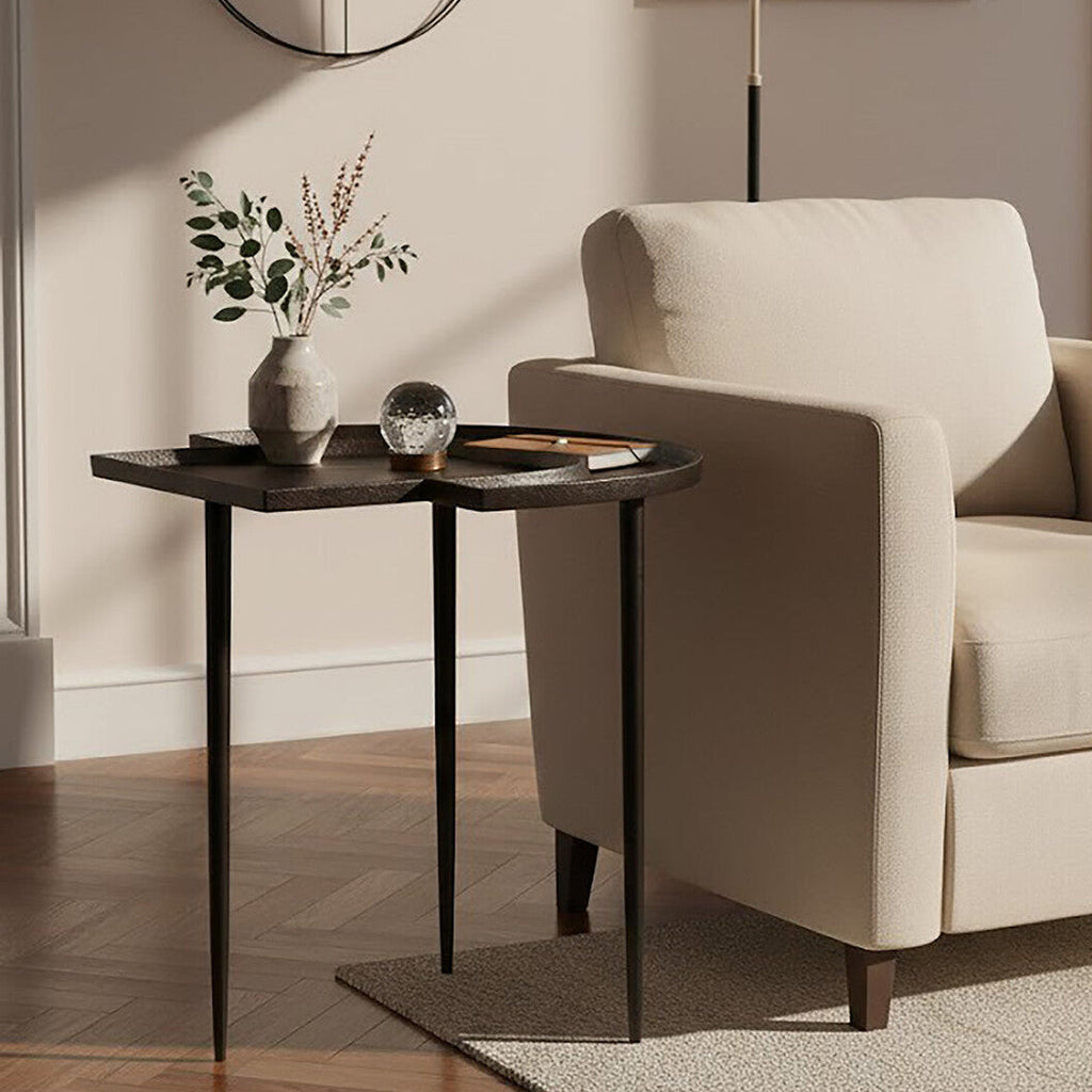 Simbolo Bronze Finish Asymmetric Side Table