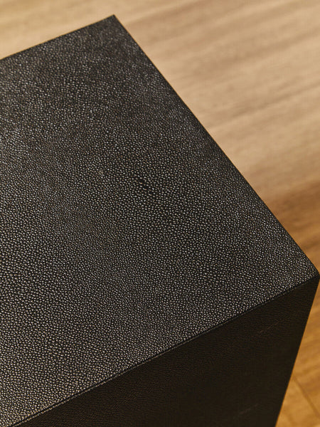 Cardoba Black Shagreen Effect Square Side Table and Stool