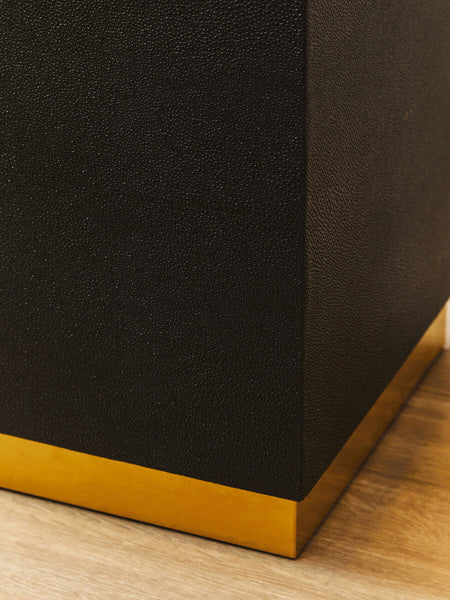 Cardoba Black Shagreen Effect Square Side Table and Stool