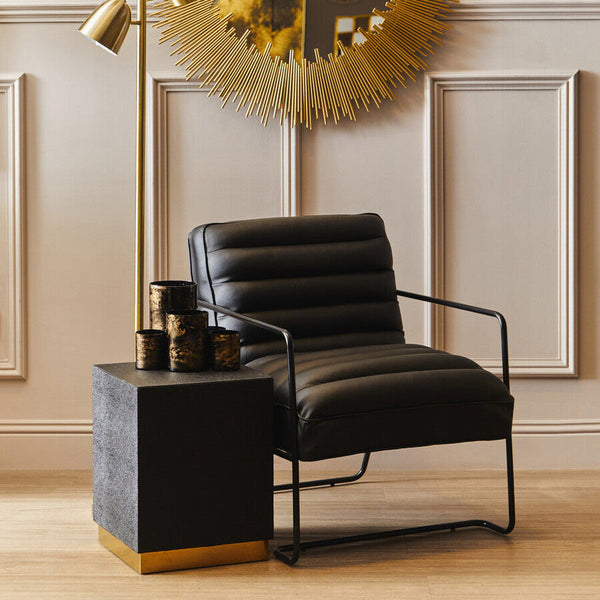 Cardoba Black Shagreen Effect Square Side Table and Stool