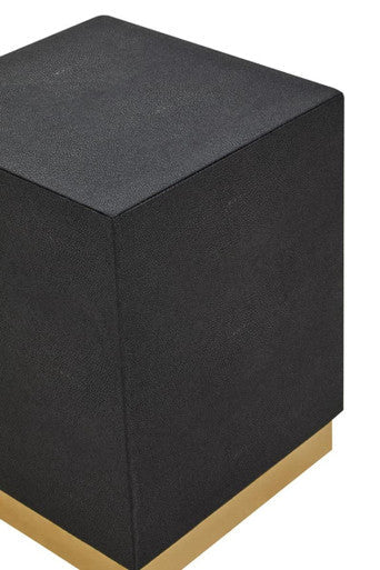 Cardoba Black Shagreen Effect Square Side Table and Stool