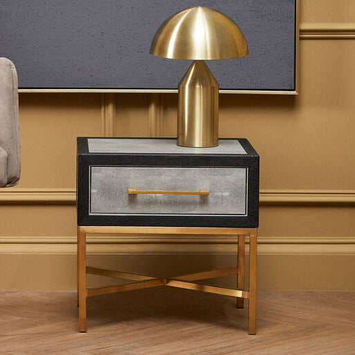 Cadiz Grey Shagreen Effect 1 Drawer Side Table