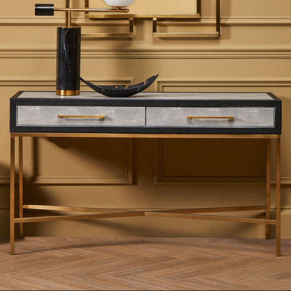 Cadiz Grey Shagreen Effect 2 Drawer Console Table