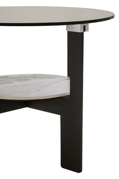 Imperia Round Grey Glass And Ceramic Small Coffee Table