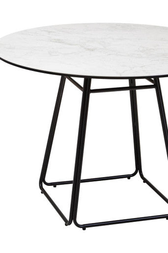 Imperia White Ceramic Marble Effect Round Dining Table