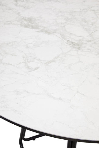 Imperia White Ceramic Marble Effect Round Dining Table