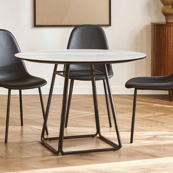 Imperia White Ceramic Marble Effect Round Dining Table