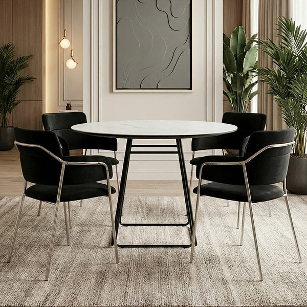 Imperia White Ceramic Marble Effect Round Dining Table