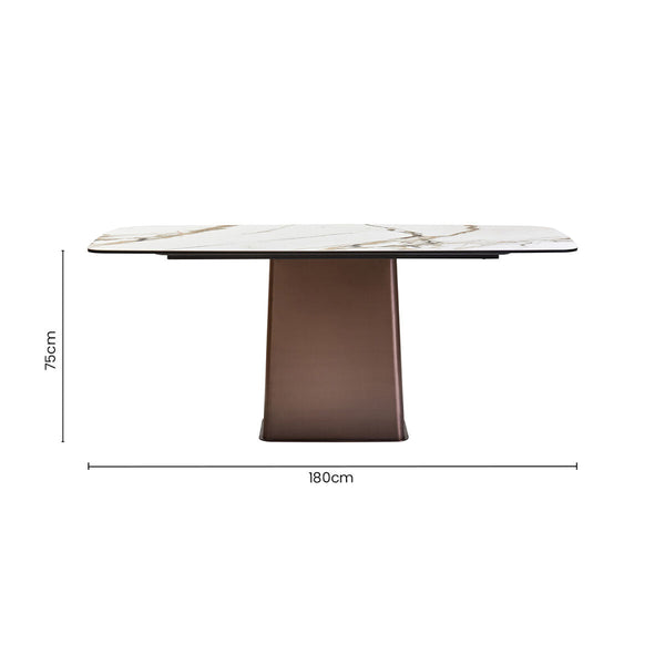 Imperia White Ceramic Marble Effect Rectangular Dining Table