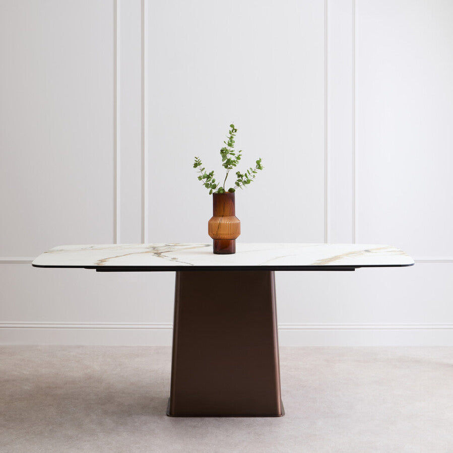 Imperia White Ceramic Marble Effect Rectangular Dining Table