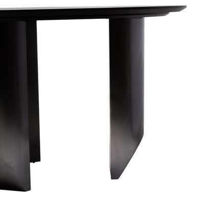 Black Round Veneer Dining Table with Integrated Ceramic Lazy Susan and Brushed Steel Legs | Imperia