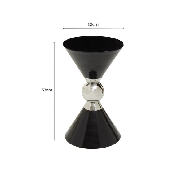 Jaipur Black and Silver Finish Hourglass Side Table