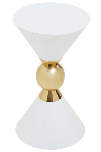 Jaipur White and Gold Finish Hourglass Side Table