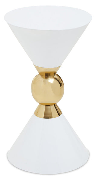 Jaipur White and Gold Finish Hourglass Side Table