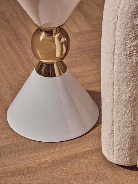 Jaipur White and Gold Finish Hourglass Side Table