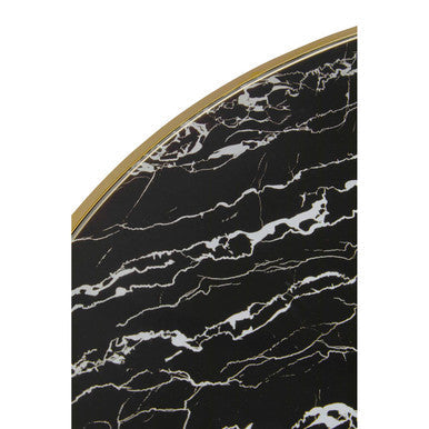 Oria Black Marble Effect Glass Round Coffee Table with Gold Finish Base