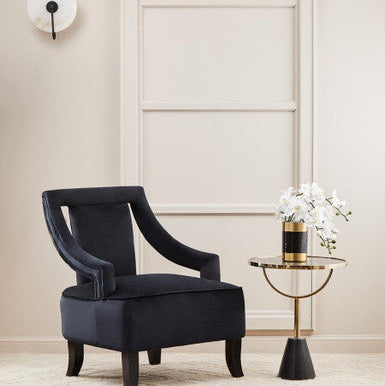 Oria Black Glass and Marble Base Side Table