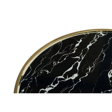 Oria Black Glass and Marble Base Side Table