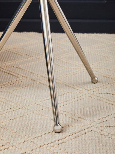 Clear Glass Top Side Table with Silver Stainless Steel Tripod Frame | Oria