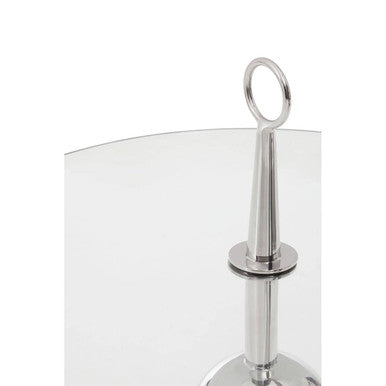 Clear Glass Top Side Table with Silver Stainless Steel Tripod Frame | Oria