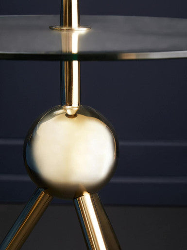 Oria Clear Glass Round Side Table with Gold Finish Frame