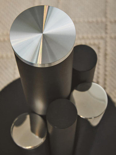 Oria Clear Glass Round Side Table with Silver and Black Base