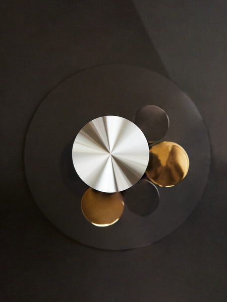 Oria Clear Glass Round Side Table with Gold and Black Base
