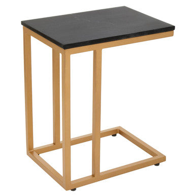 Varana Black Marble and Gold Finish Side Table