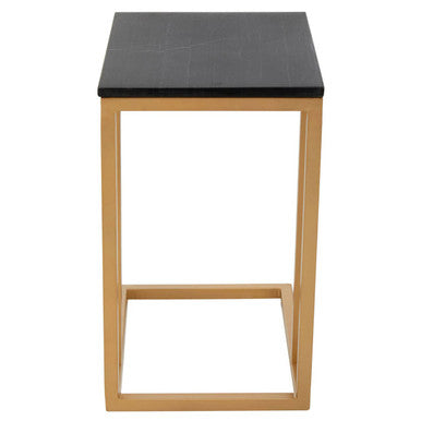 Varana Black Marble and Gold Finish Side Table