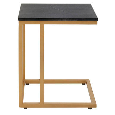 Varana Black Marble and Gold Finish Side Table