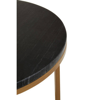 Varana Black Marble and Gold Finish Set of 3 Nesting Round Tables