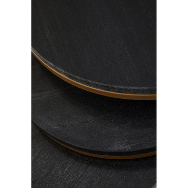 Varana Black Marble and Gold Finish Set of 3 Nesting Round Tables
