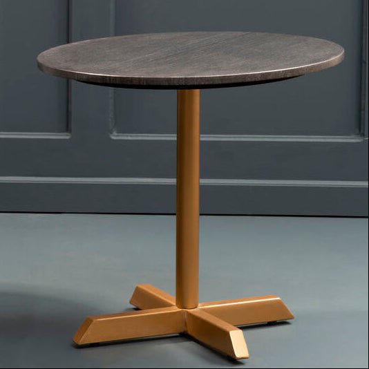 Black Round Marble Top Side Table with Matte Gold Metal Cross Base | Varana