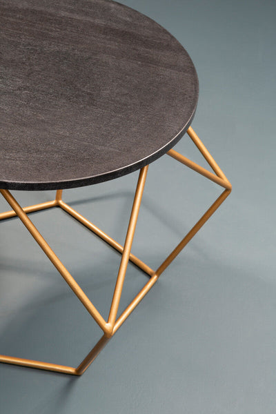 Varana Round Marble Top Coffee Table With Gold Finish Frame