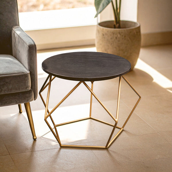 Varana Round Marble Top Coffee Table With Gold Finish Frame