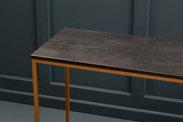 Varana Black Marble Console Table with Gold Finish Frame