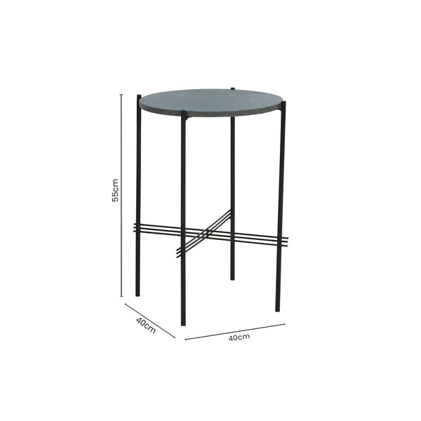 Green Marble Top Round Side Table | Mandoli