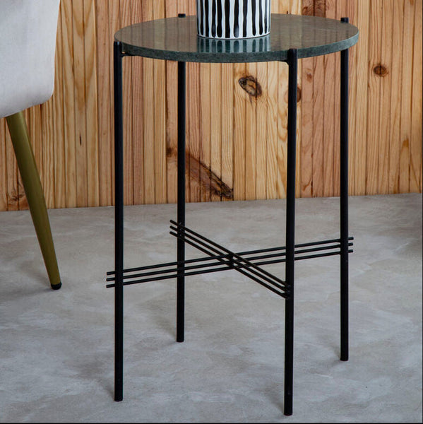 Green Marble Top Round Side Table | Mandoli