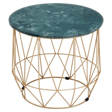 Mandoli Green Marble and Gold Finish Side Table