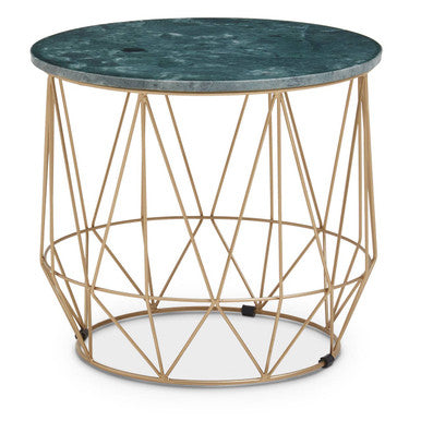 Mandoli Green Marble and Gold Finish Side Table