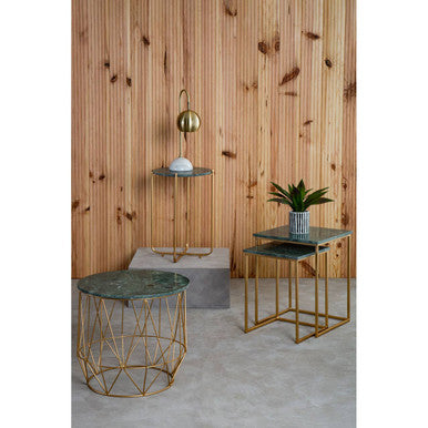 Mandoli Green Marble and Gold Finish Side Table