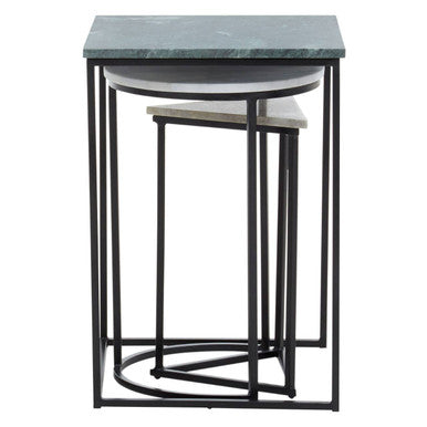 Mandoli Green and White Marble Set of 3 Mixed Shape Nesting Tables