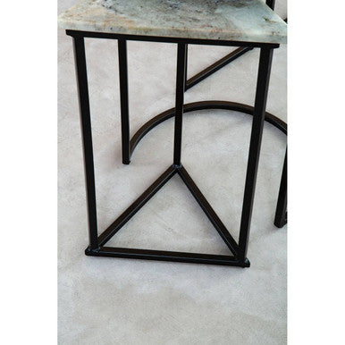 Mandoli Green and White Marble Set of 3 Mixed Shape Nesting Tables