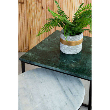 Mandoli Green and White Marble Set of 3 Mixed Shape Nesting Tables