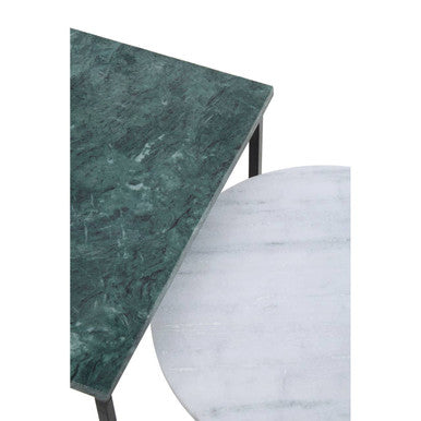 Mandoli Green and White Marble Set of 3 Mixed Shape Nesting Tables
