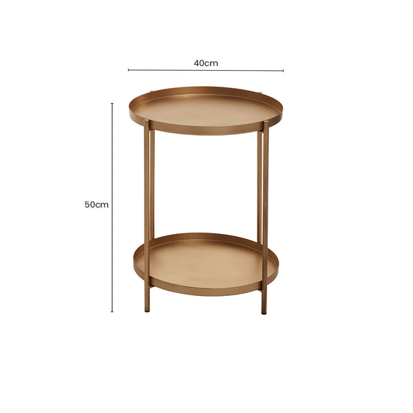Mandoli Gold Finish Round Tray Side Table