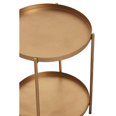 Mandoli Gold Finish Round Tray Side Table